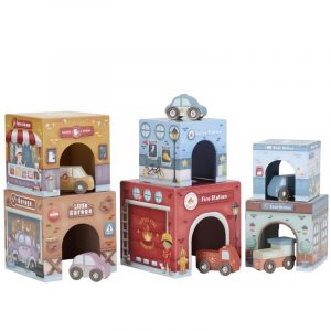 Bloques apilables ciudad con coches