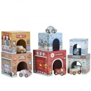 Bloques apilables ciudad con coches